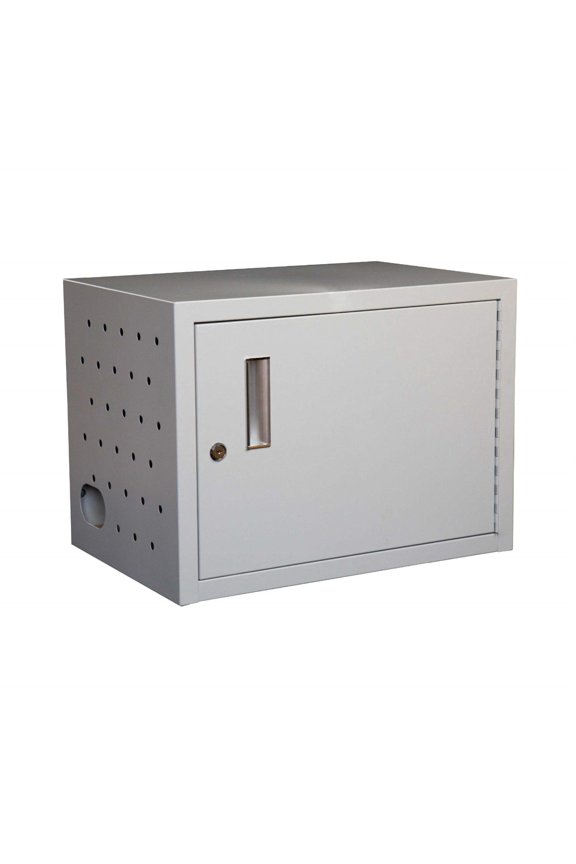 25" Contemporary Metal 16-Tablet Wall/Desk Charging Station in Light Gray