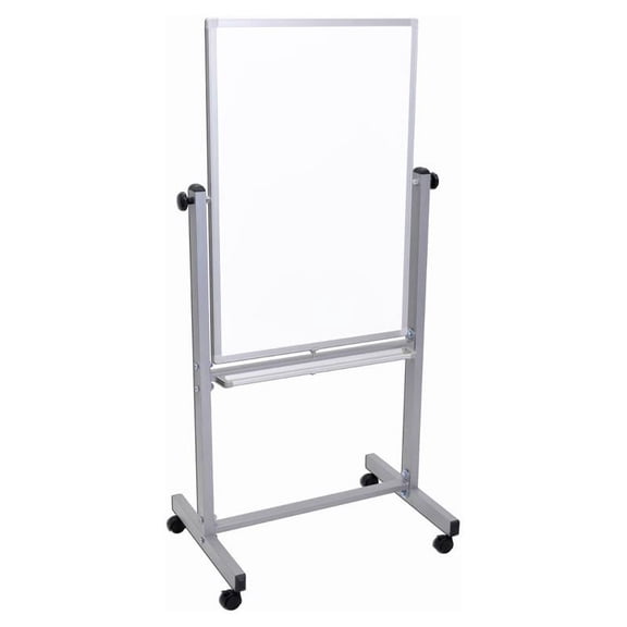 Offex 27" Aluminum Frame Magnetic Surface Reversible Mobile Board in White