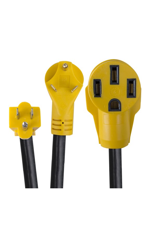 28" 25/125 Volt 45 Amp RV Camper Y-Adapter Power Cable with 15/30 Amp Male and 45 Amp Female