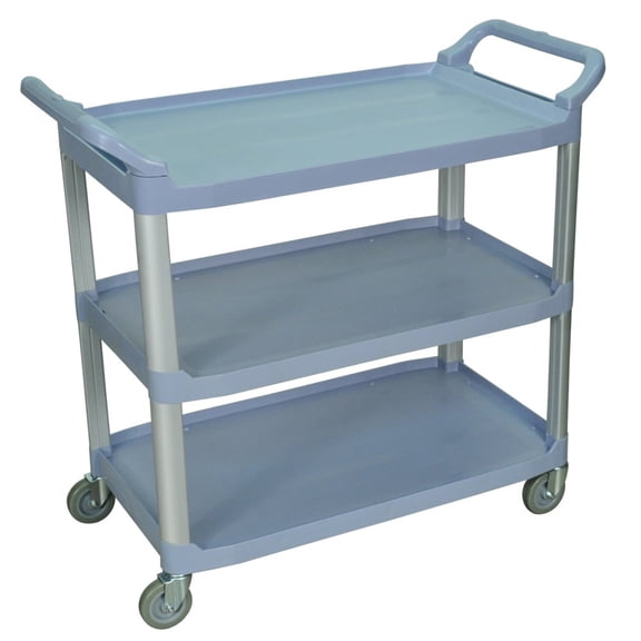 Ergode 3 Shelf Large Serving Cart with Ergonomic Push Handle - Gray