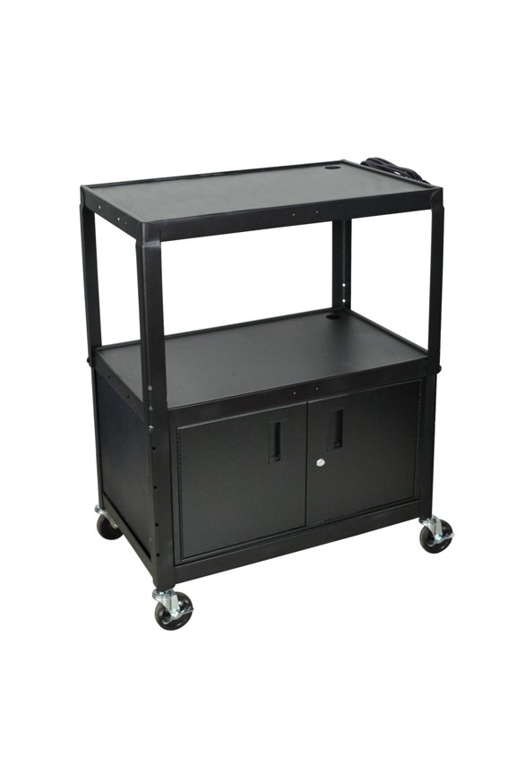 AVJ42XLC - Black Extra Large Adjustable Height Steel AV Cart Cabinet