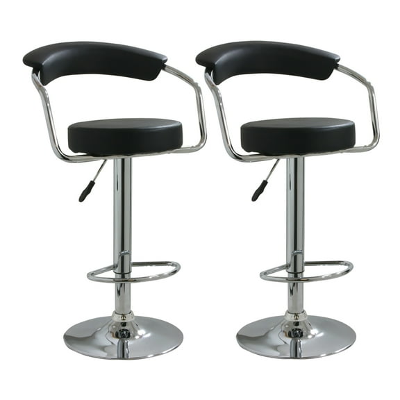Offex Adjustable Height Black Vinyl Swivel Bar Stool - Set of 2