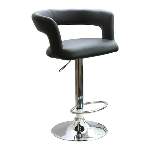 Offex Adjustable Height Padded Vinyl Swivel Seat Bar Stool - Black,Silver