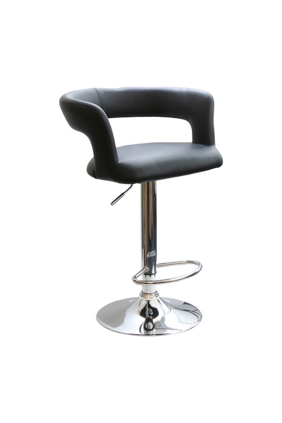 Adjustable Height Padded Vinyl Swivel Seat Bar Stool - Black,Silver
