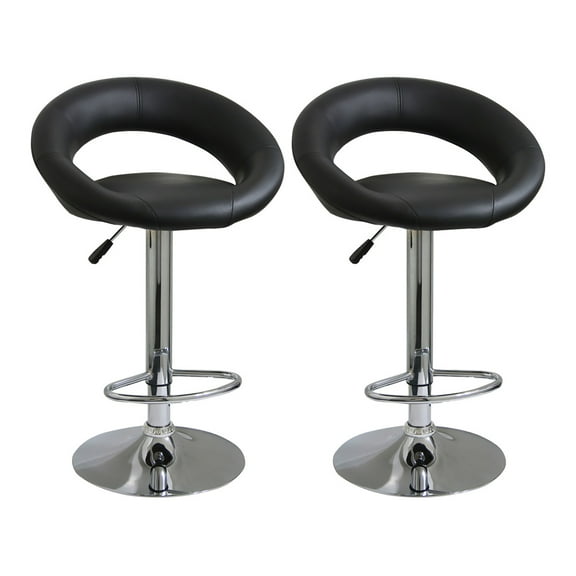 Offex Black Vinyl Seat Adjustable Height Bar Stool - Set of 2