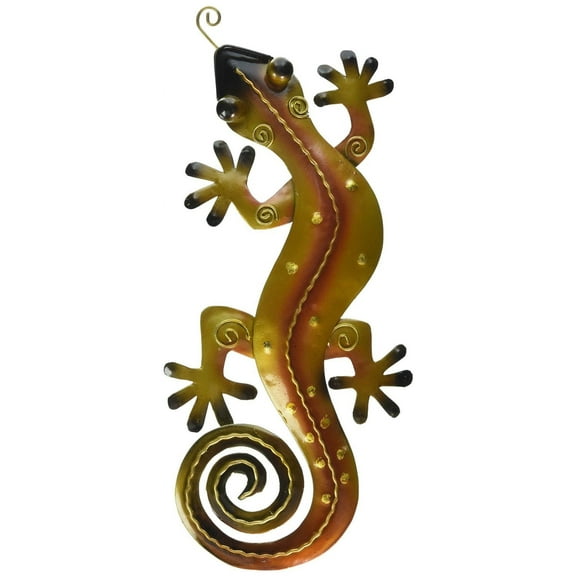 Offex Metal Iron Handmade Orange Gecko Wall Decor - Small