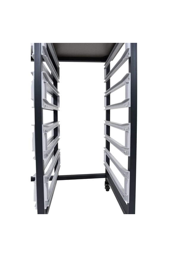 Mobile Bin Storage System - Double Row with 8 Large Bins