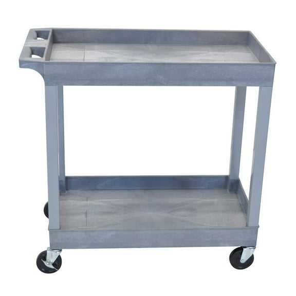 Offex OF-EC11-G - Multipurpose Top & Bottom Tub Shelves Utility Cart - Gray