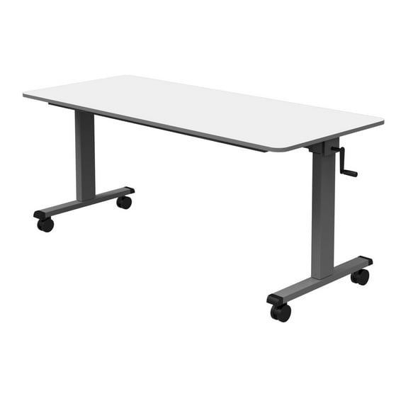 Offex OF-STAND-NESTC-60 - 60" Adjustable Flip Top Table with Crank Handle - White