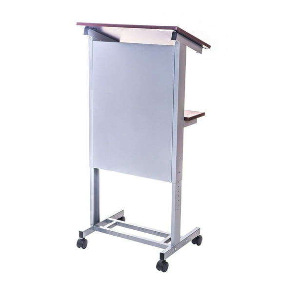 Offex Of-LX-ADJ-DW Rolling Adjustable Height Lectern Podium Presentation Cart