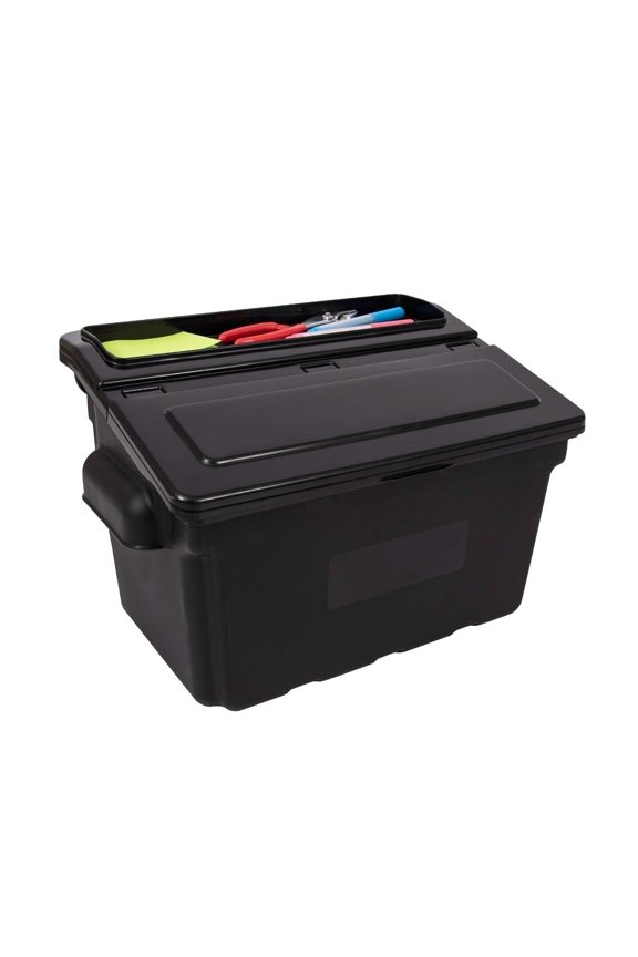 Outrigger Storage Tub Utility Cart Bin with Removable Lid - Black, 2 Pack