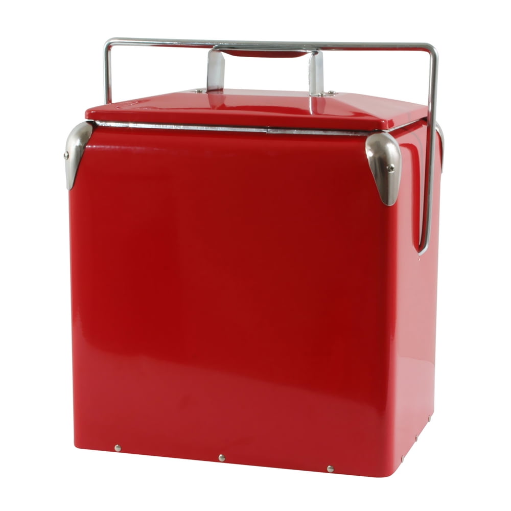 Offex Retro Style Small Ice Chest Picnic Cooler with Attached Bottle Opener