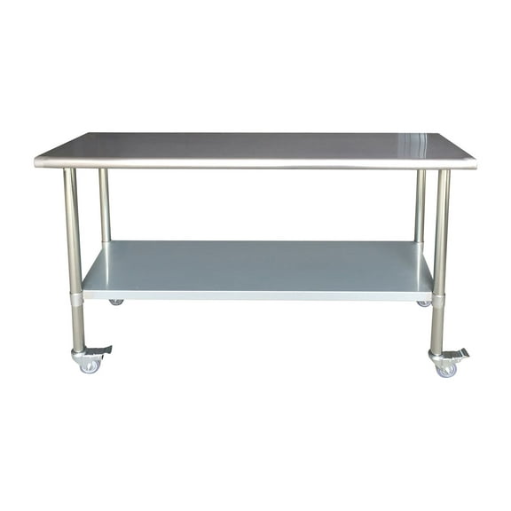 Offex Stainless Steel Work Table with Casters 24" x 72"
