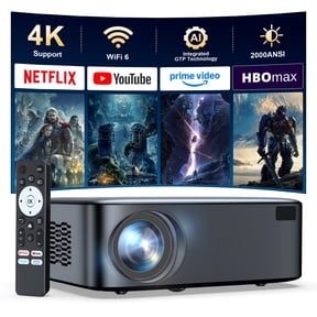 [Official-Licensed Apps] Smart Projector with 4K Support, 2000 ANSI Smart Home Theater, Electric Focus & Auto Keystone, WiFi 6 Bluetooth Movie Projector for World Cup, Outdoor Gaming Projector
