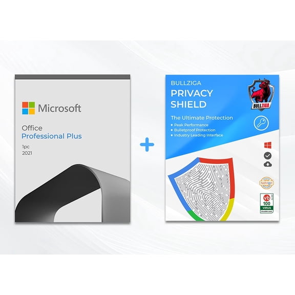 Office 2021 Pro Plus 64 BIT (USB) With Free BullZIGA Privacy Shield 1 Year | 1 Device (Key Card)