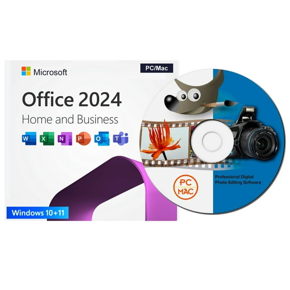 Office 2024 Home & Business Digital for PC & Mac Plus Gimp Phoe & Image Editing sotware
