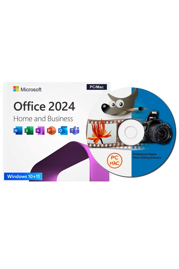 Office 2024 Home & Business Digital for PC & Mac Plus Gimp Phoe & Image Editing sotware