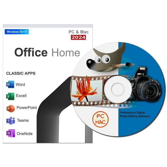 Office 2024 Home for PC & Mac Plus Gimp Photo & Image Editing software