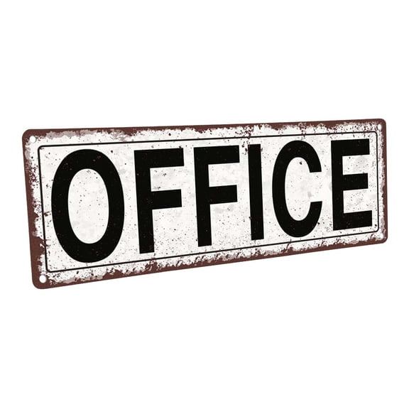 Office 4"x12" Metal Sign, Wall Décor for Home and Office