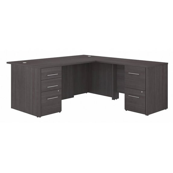 Office 500 72W L Shaped Desk with Drawers in Storm Gray - Engineered Wood