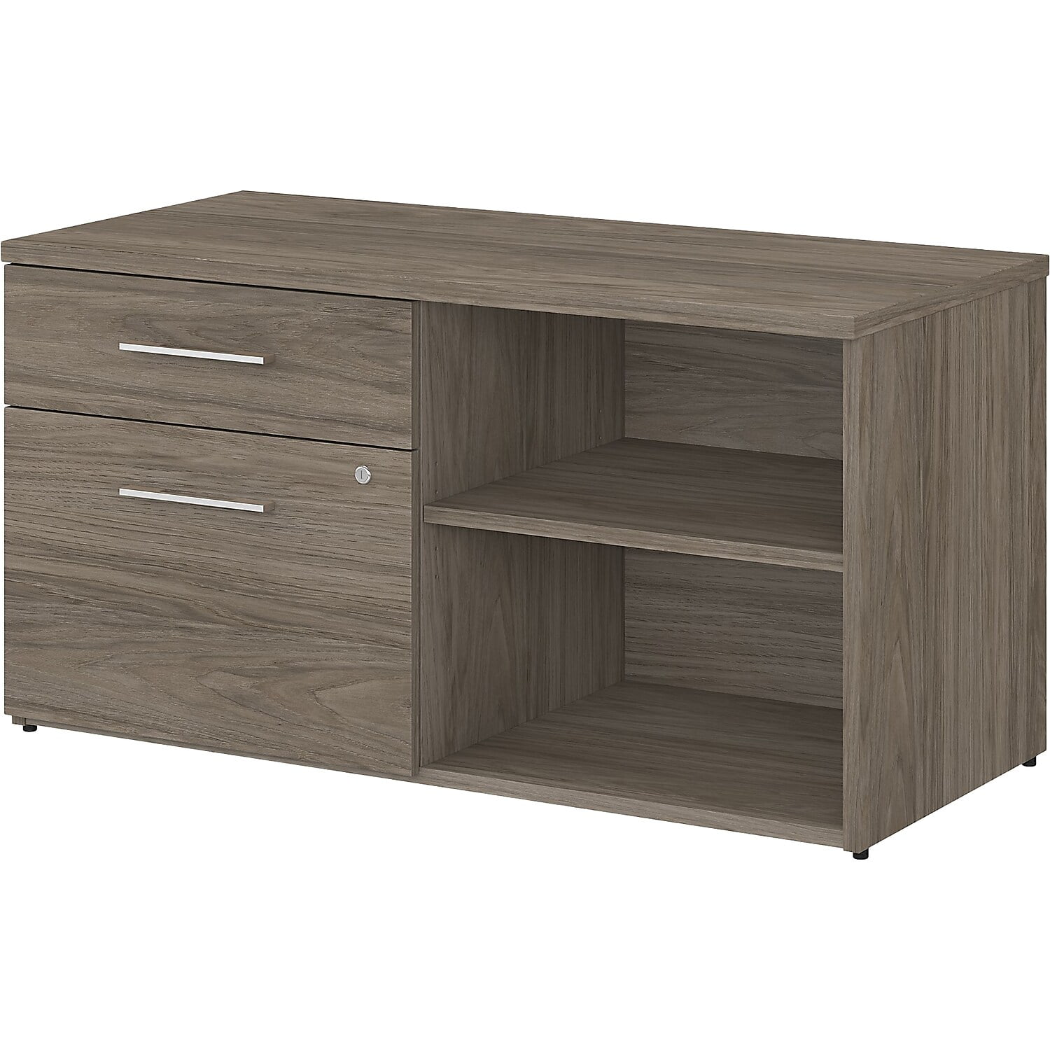 Modern Hickory 44" Wide Lockable Office Storage Cabinet