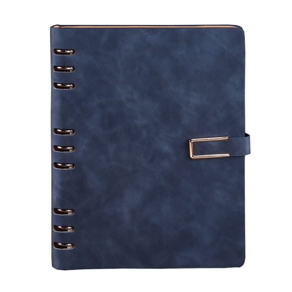 Office A5 Notebook Custom Loose-Leaf Notepad Student Loose-Leaf Copy Leather Coil Book - Dark blue