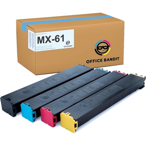 Office Bandit Compatible Toner for Sharp MX-3071, MX-4071, MX-5071 MX61 MX-61NTBA, MX-61NTCA, MX-61NTMA, MX-C61NTYA Black, Cyan, Magenta, Yellow