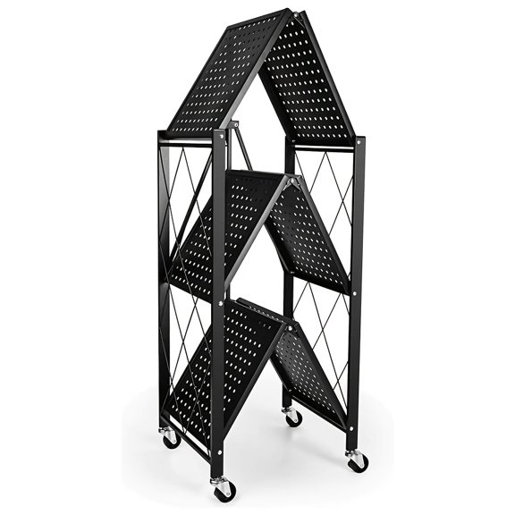 Office Bookshelf Shelving Unit, 3/4/5-Tier Unassembled Storage Rack, Equipped with Wheeled Multi-Layer Storage Shelves, Portable Floor-Standing Versatile Miscellaneous Storage Rack