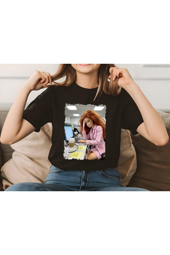 Office Burnout Stress Doll Shirt, Work Chaos Graphic Tee, Relatable Work Humor Aesthetic Design, Unisex Cotton T-Shirt, Size S-5XL