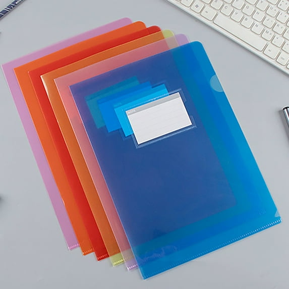 Office Cabinet Clearance! Dusknt L Type Plastic Folder Project Pockets Transparent Clear Document Folder 1Pcs for A4 Paperplastic Paper Jacket Sleeves in Assorted Project Folders, Folder*1
