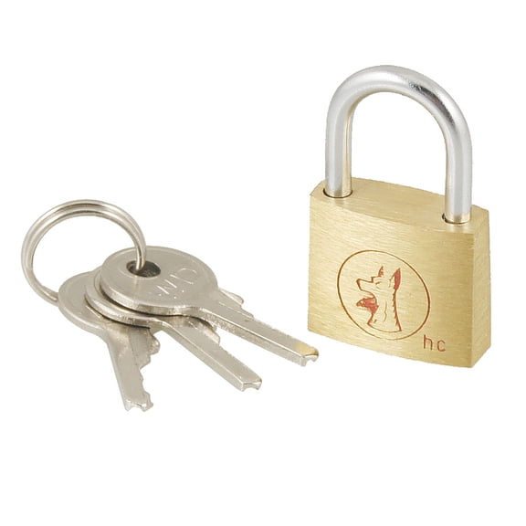 Office Cabinet Door Lock Gold Tone Metal 32mm High Padlock with key