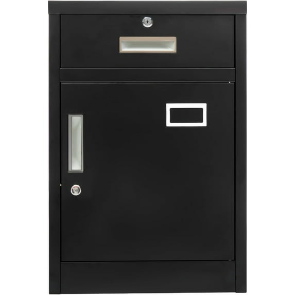 Office Cabinet with Lock,2 Tiers Under Desk File Storage Cabinet Small Metal Filing Cabinet with a Drawer a Door,Portable Storage Cabinet Metal Locking Cabinet for Home Office School (Black)