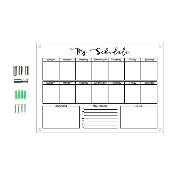 Office Cabinet - Qyaukm Wall Acrylic Weekly Planner Board Clear Dry Erases Calendar Planner Reusable Weekly Daily to Do List Board S, 1X Notepad + Accessories