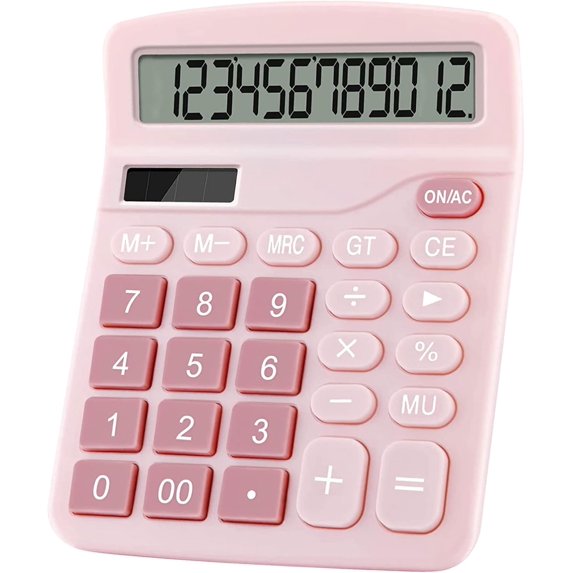 Office Calculators Desktop, 12-Digit Dual Power Cute Calculator with Large LCD Display Big Button for Office Home and School