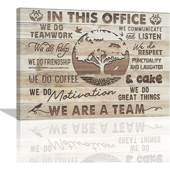In This Office Canvas Wall Art Motivational Wall Art for Office We are A Team Inspirational Quotes Wall Decor Teamwork Wall Art Tree Background Modern Office Wall Decor Painting Prints Artwork Framed