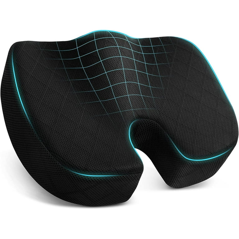 Office Car Seat Cushion Non Slip Sciatica Back Coccyx Tailbone Pain Relief Chair Pad Memory Foam Butt Pillow for Computer Desk Wheelchair Driving Black Walmart