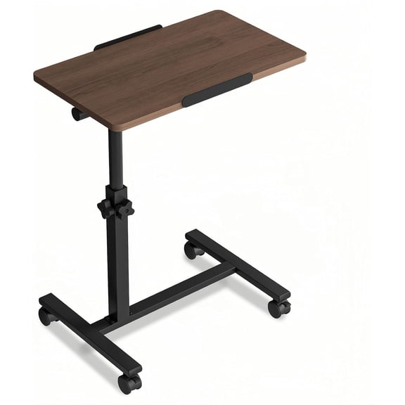 Office Carts & StandsOverbed Table Adjustable Height with Wheels Rolling Laptop Desk Medical Bed Tables Couch Tray Table-Brown