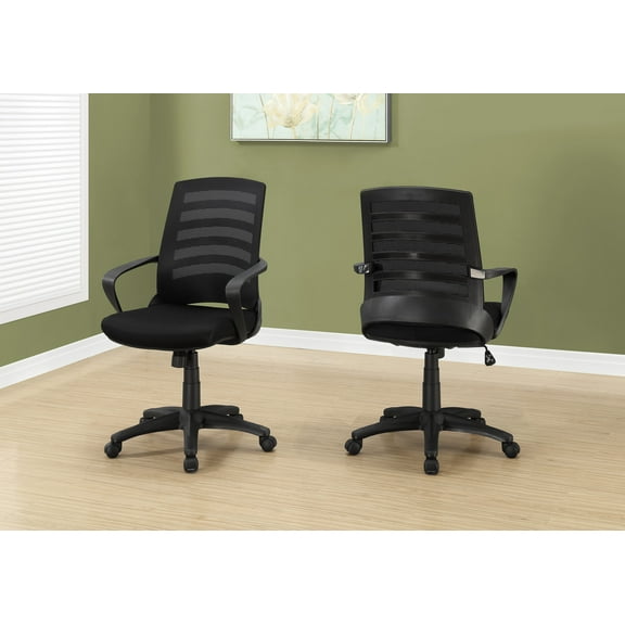 Office Chair, Adjustable Height, Swivel, Ergonomic, Armrests, Computer Desk, Work, Black Mesh, Black Metal, Contemporary, Modern