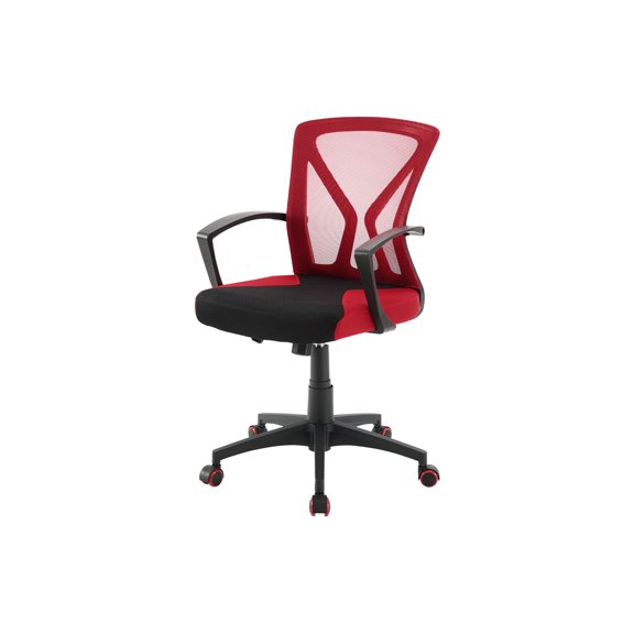 Office Chair - Adjustable Height - Swivel - Ergonomic - Armrests - Red Mesh