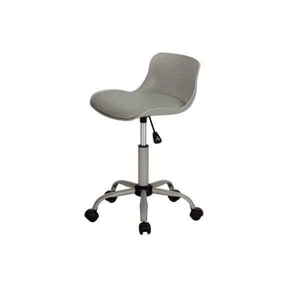 Office Chair, Adjustable Height, Swivel, Ergonomic, Computer Desk, Work, Juvenile, Grey Leather Look, Grey Metal, Contemporary, Modern