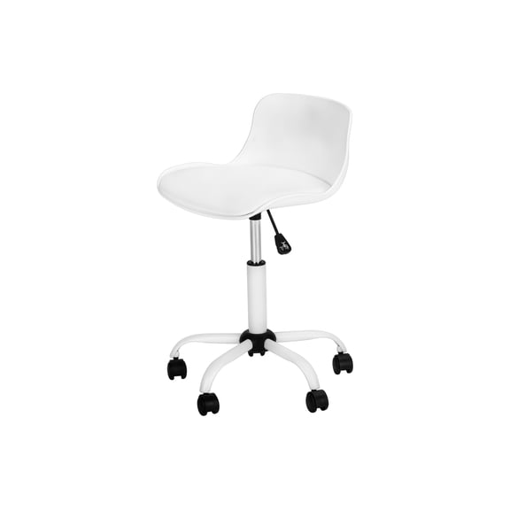 Office Chair, Adjustable Height, Swivel, Ergonomic, Computer Desk, Work, Juvenile, White Leather Look, White Metal, Contemporary, Modern