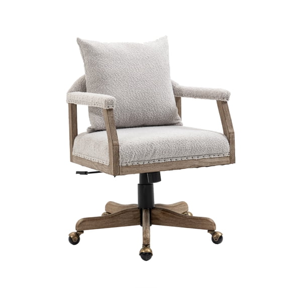 Office Chair, Adjustable Seat Height Swivel Chair with Soft Cushion Pillow Backrest and Roller Casters, 360° Swivel Computer Chair