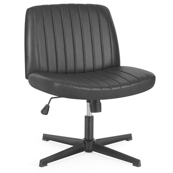 Office Chair Armless Criss Cross Legged Chair No Wheels, Comfy Home Office Desk Chairs, Adjustable Swivel Padded Fabric Vanity Task Computer Chair