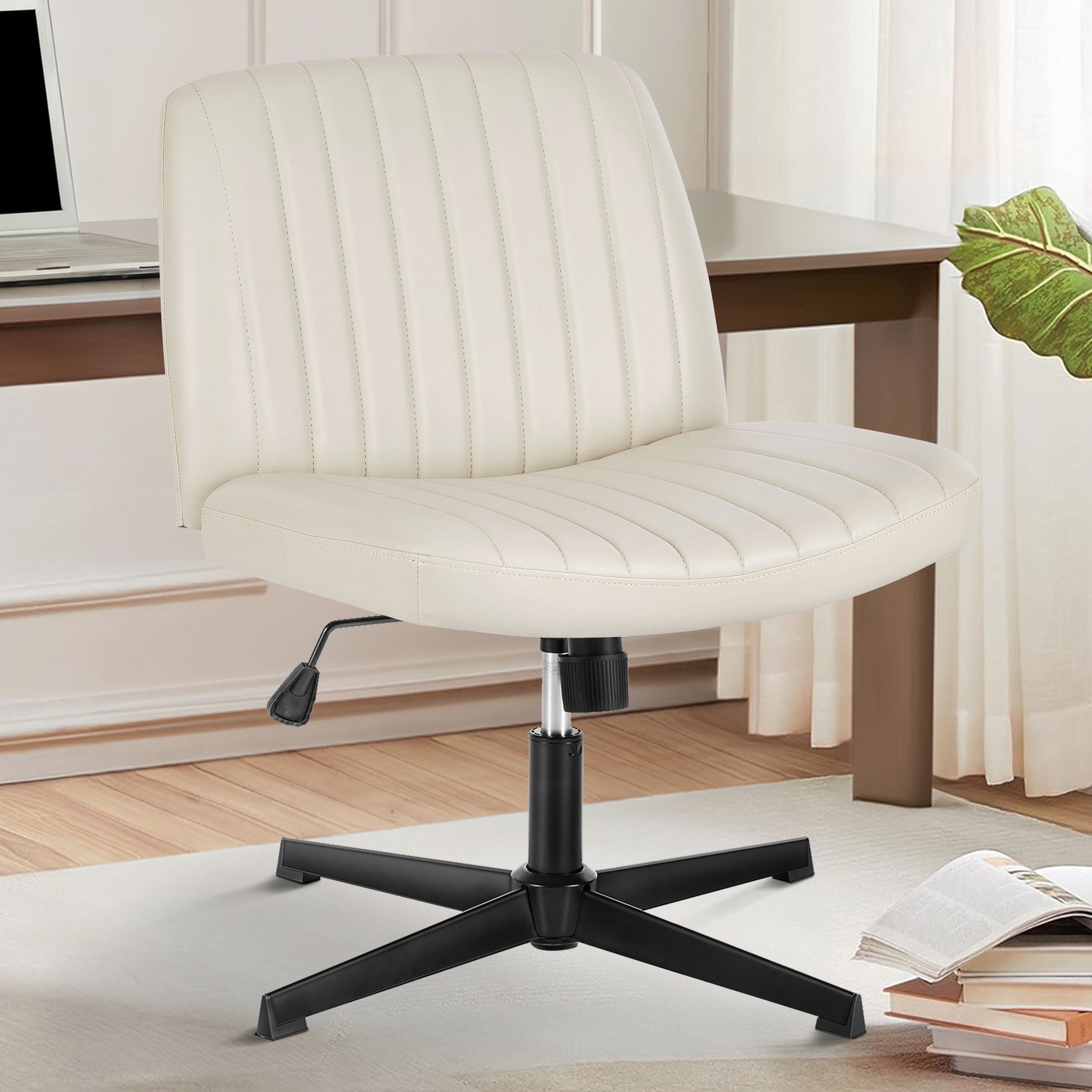Office Chair Armless Criss Cross Legged Chair No Wheels, Comfy