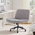 thumbnail image 1 of Office Chair Armless Criss Cross Legged Chair with Wheels, Comfy Home Office Desk Chairs, Adjustable Swivel Padded Fabric Vanity Task Computer Chair,Gray, 1 of 7