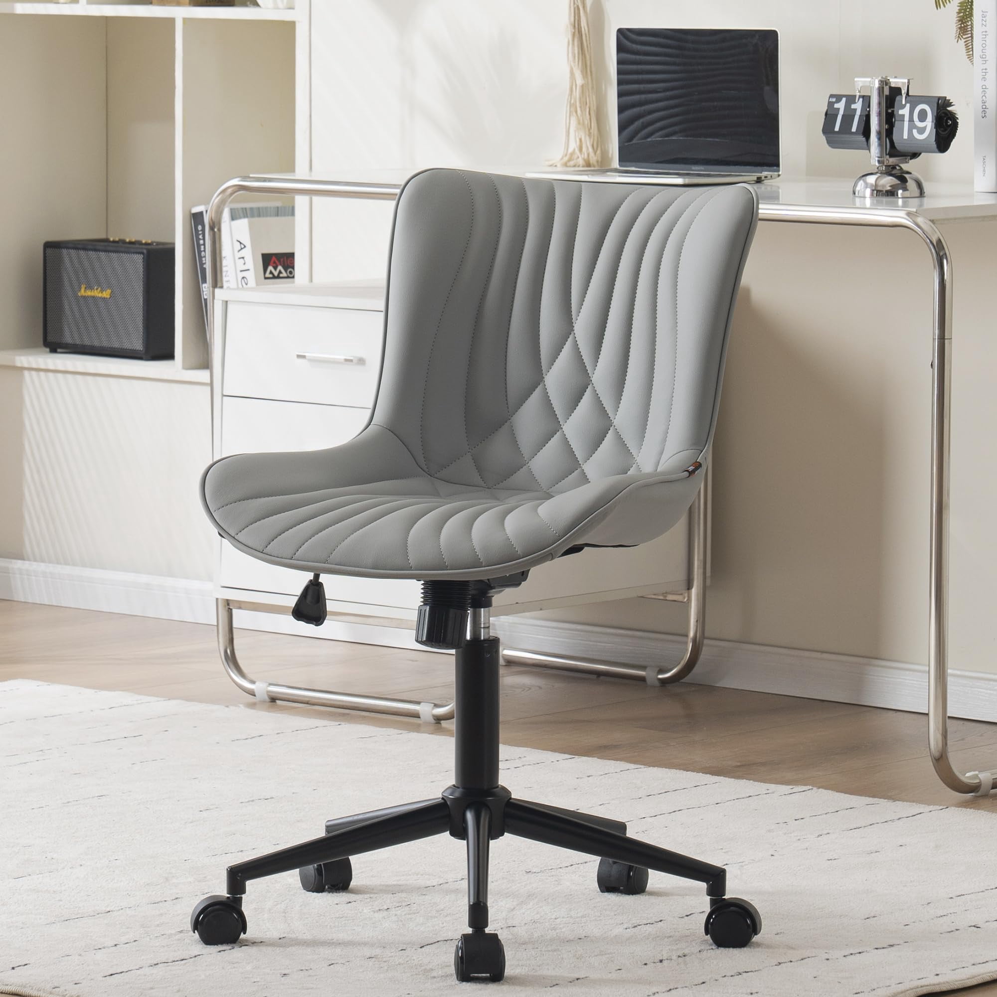 Office Chair, Armless Desk Chair with Wheels, Adjustable Swivel Rolling ...
