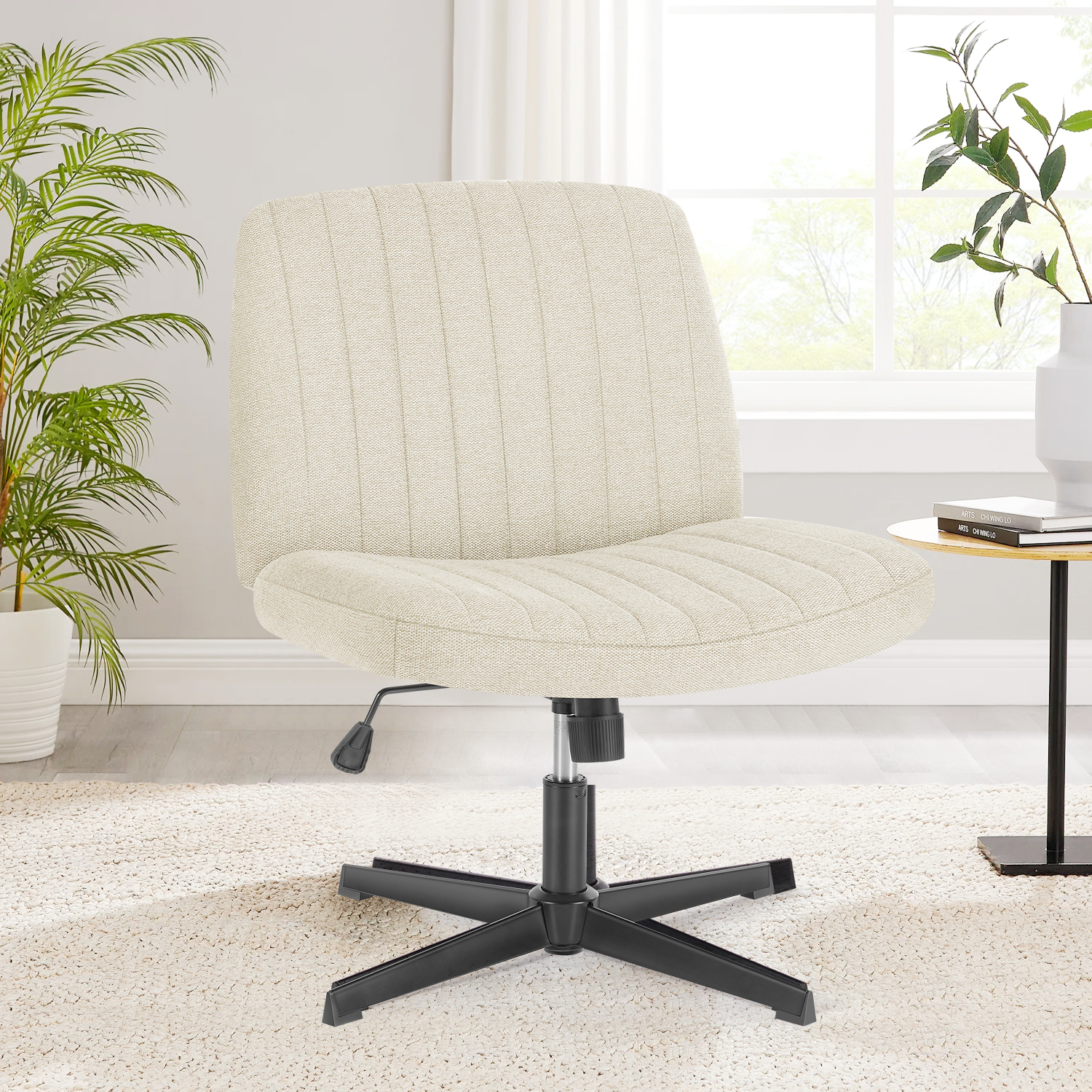 Urban Shop Faux Fur Armless Swivel Task Office Chair, Gray