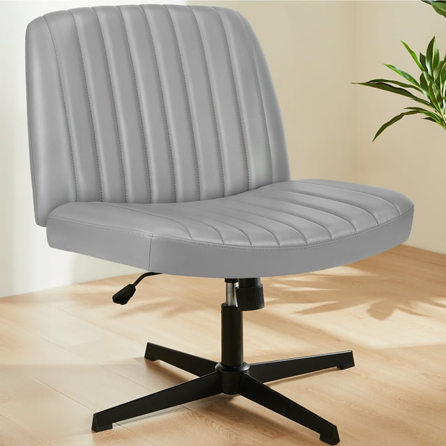 Office Chair Armless Desk Chair No Wheels, Cross Legged Office Chair