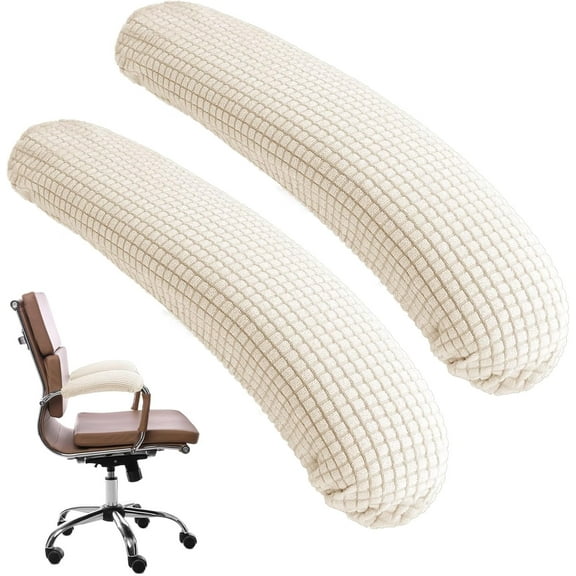 Office Chair Armrest Covers, 2Pcs Office Removable Arm Rest Covering, Elastic Chair Armrest Covers, Office Seat Hand Rest Protector, Arm Covers Protectors for Office Chair(Beige)