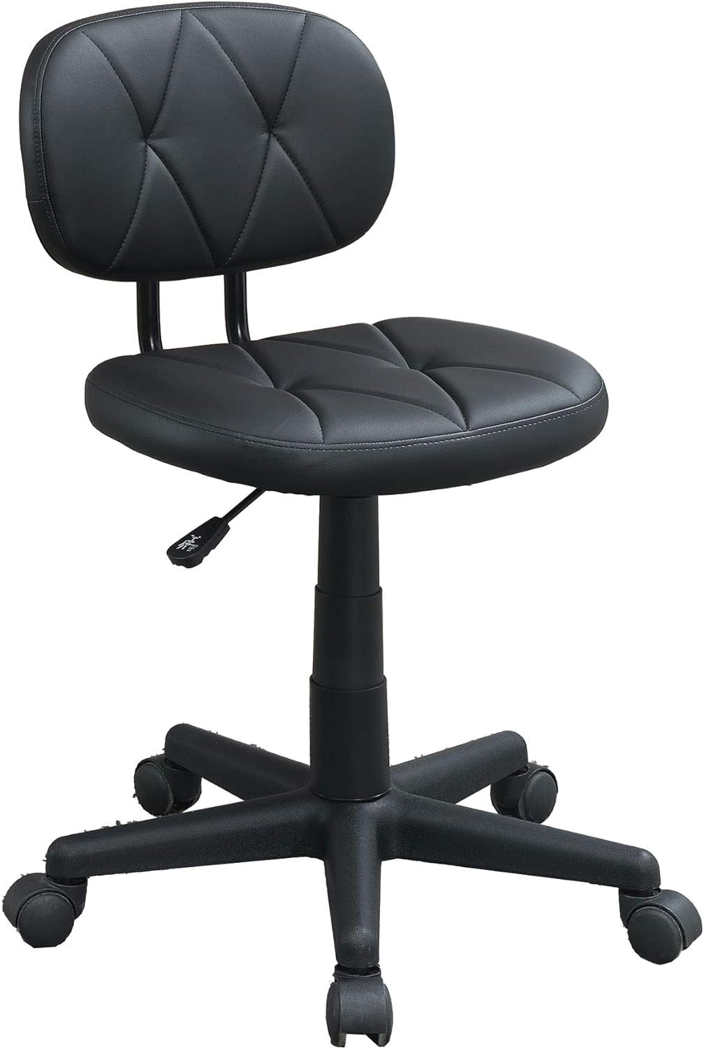 Executive Swivel Armless Black Leather Office Chair with Plastic Base